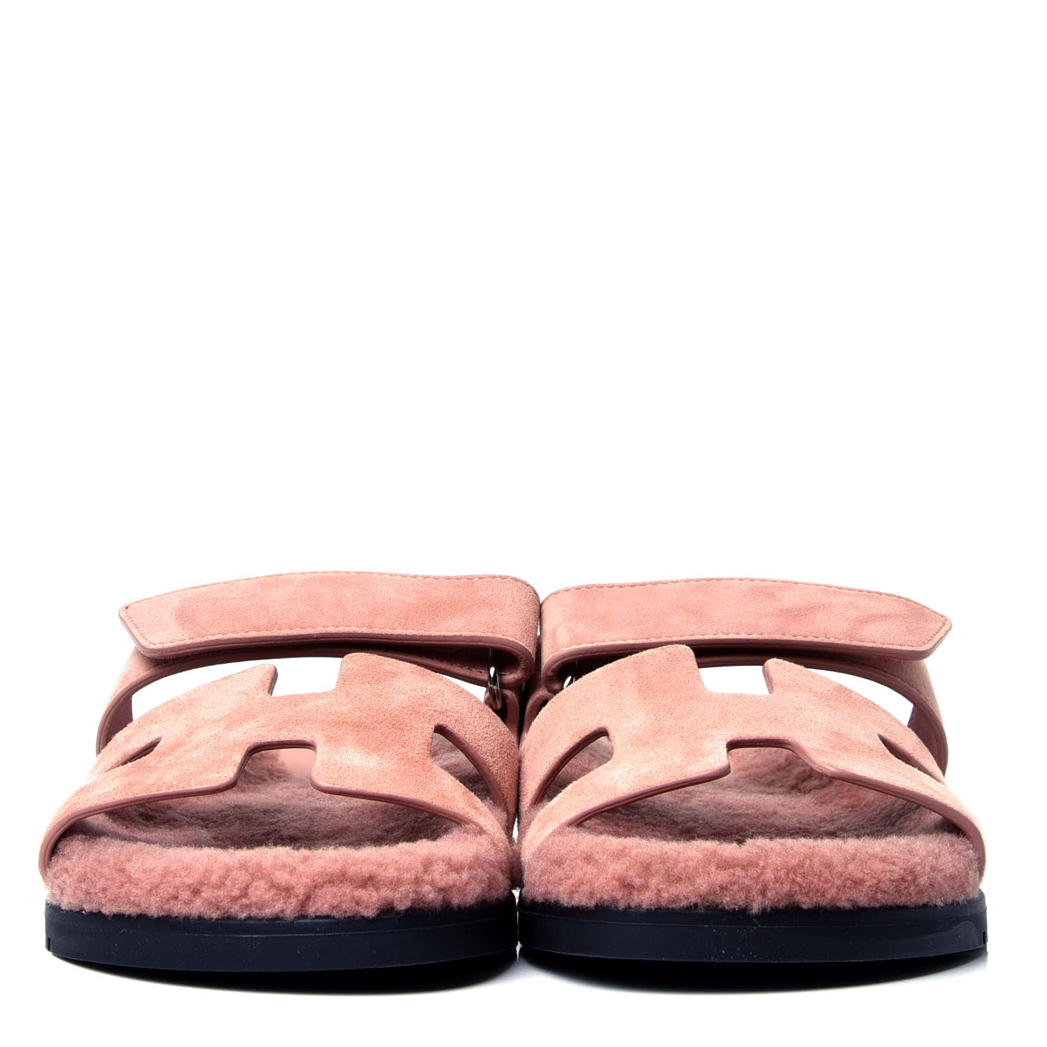 Hermes Suede Goatskin Woolskin Womens Chypre Sandals 38 Rose Aube 2 of 5
