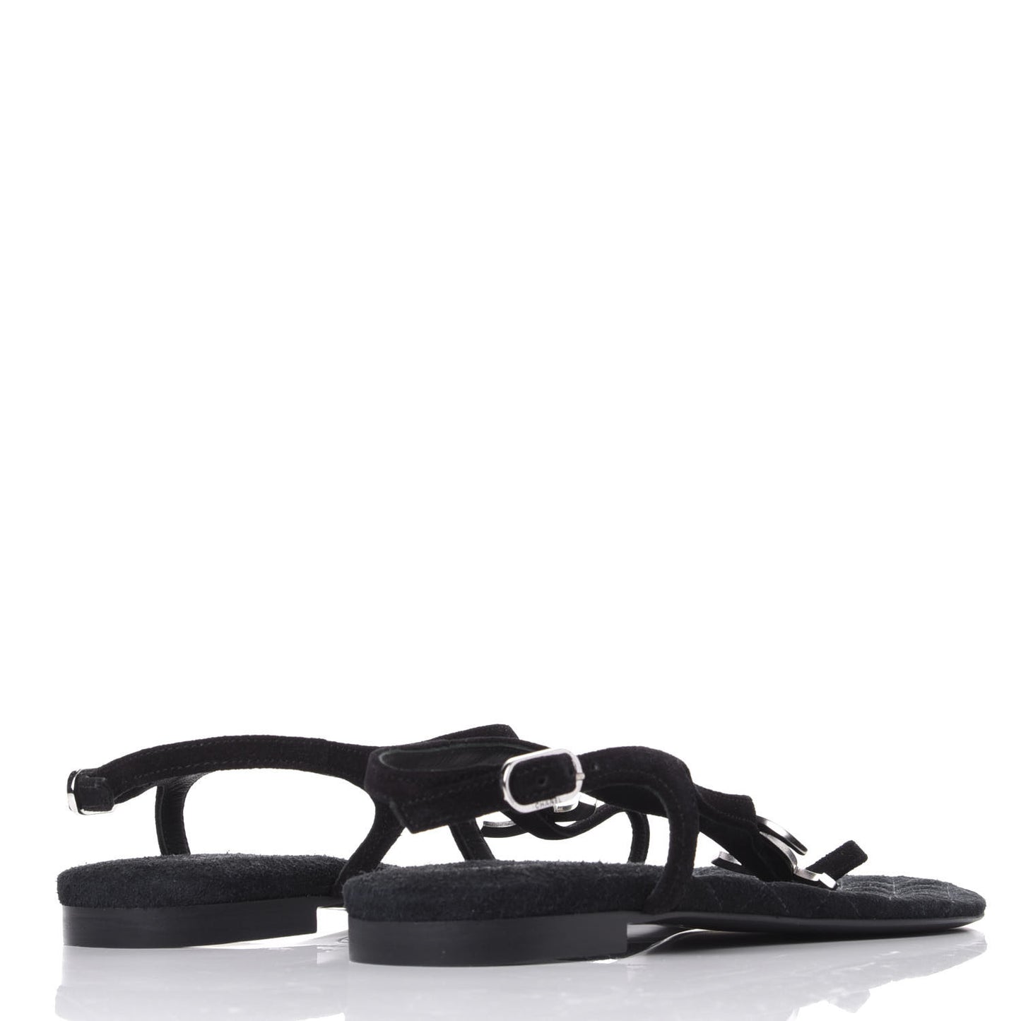 Suede Goatskin CC Thong Sandals 36 Navy