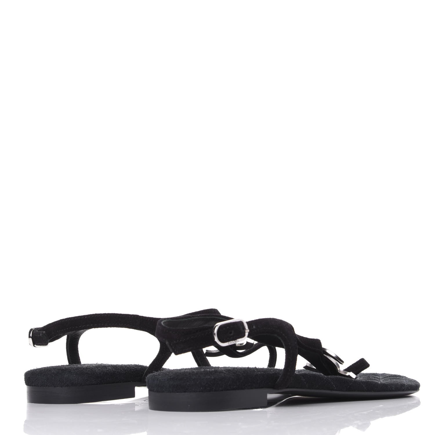 Chanel Suede Goatskin CC Thong Sandals 36 Navy 4 of 10