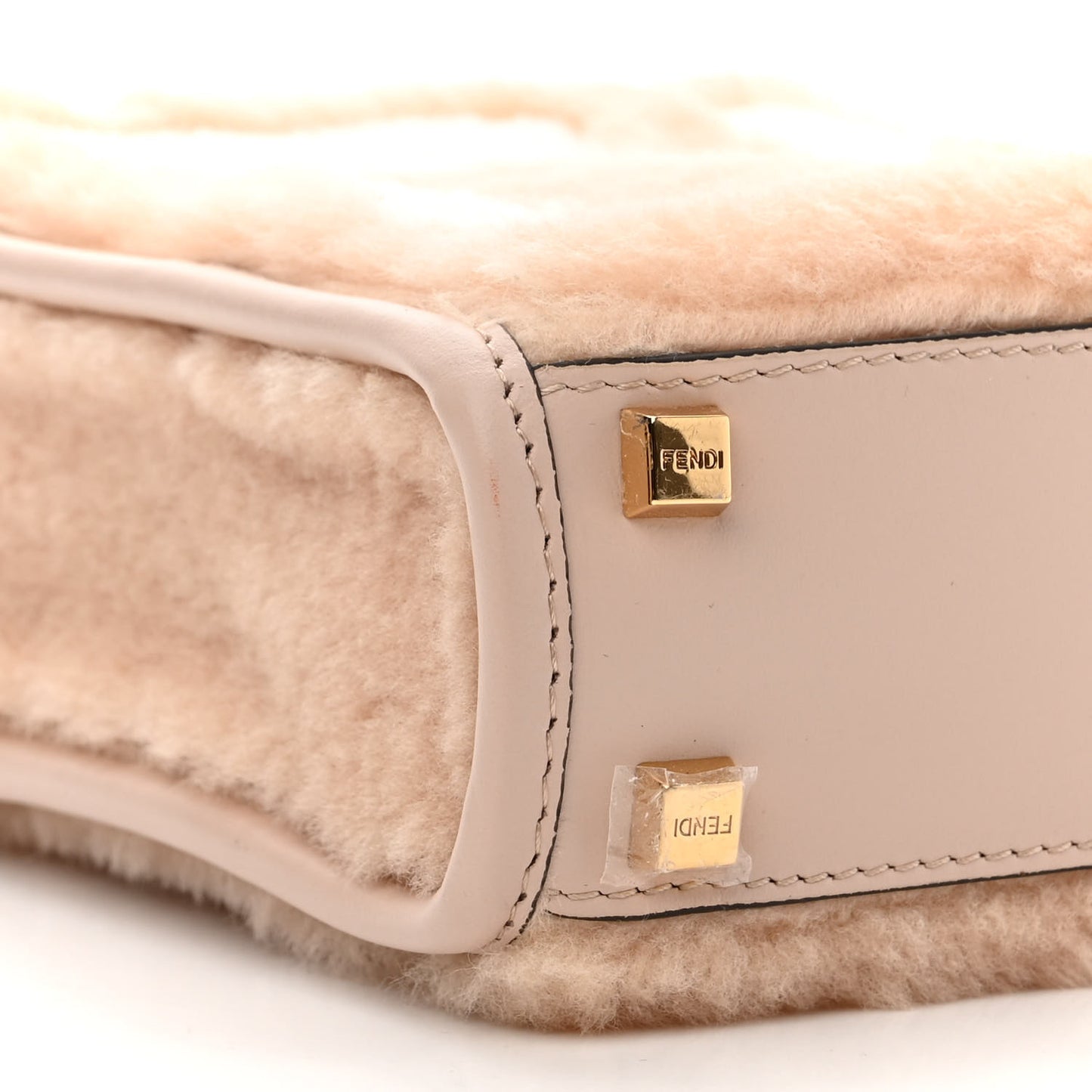 Shearling Plexiglass FF Mini Fendi Sunshine Shopper Soap White