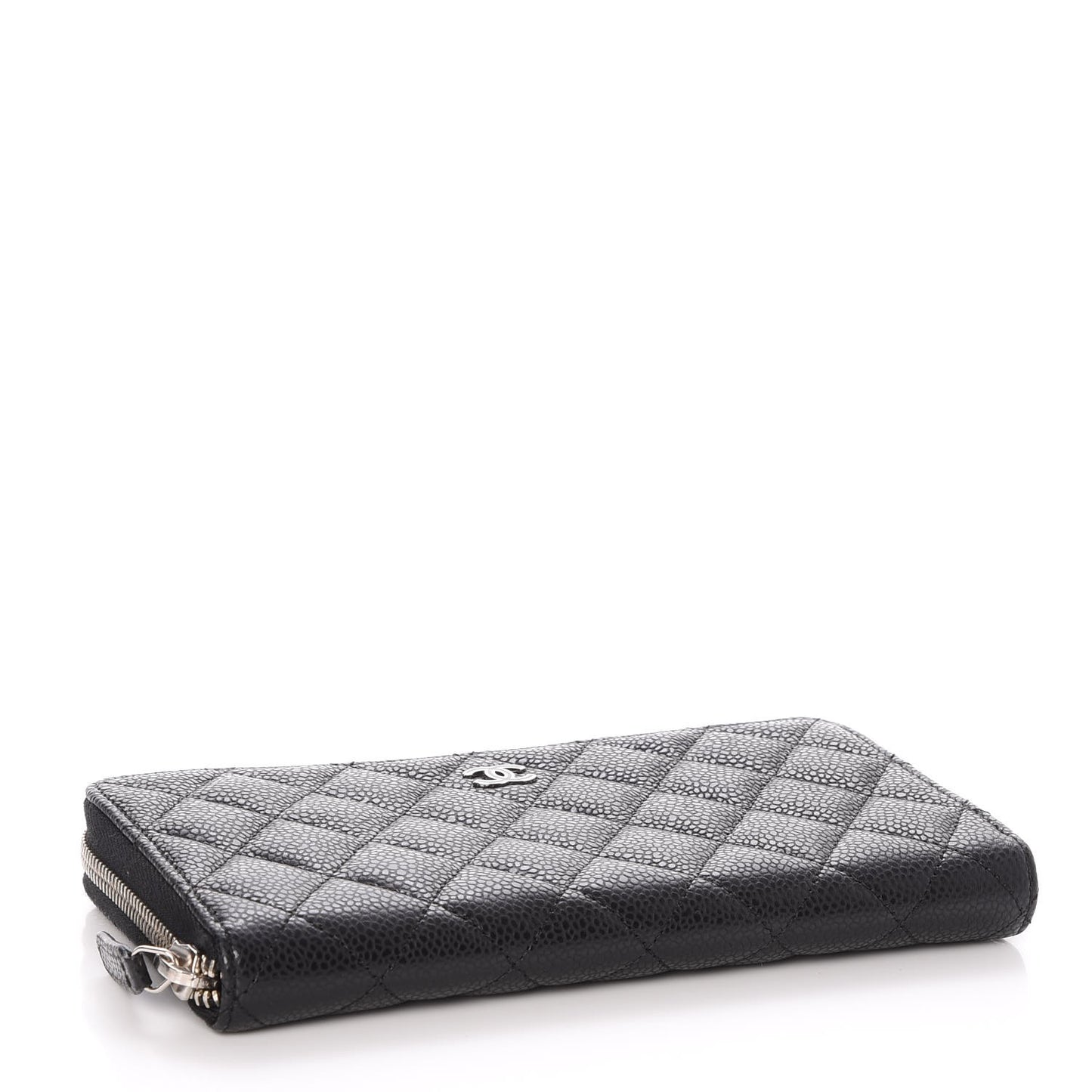 Caviar Quilted Large Gusset Zip Around Wallet Black