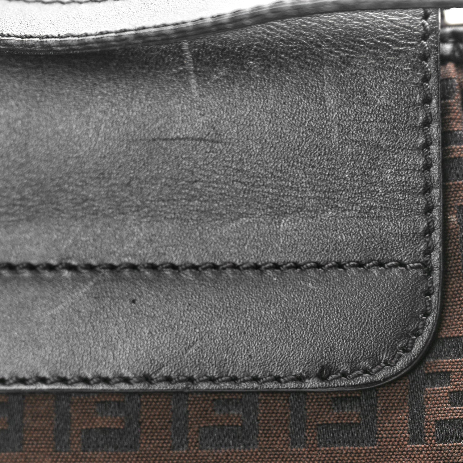 Fendi Zucchino Mini Shoulder Bag Tobacco Black 10 of 10