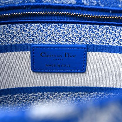 Christian Dior Toile de Jouy Embroidered Large Lady D-Lite Blue 6 of 9
