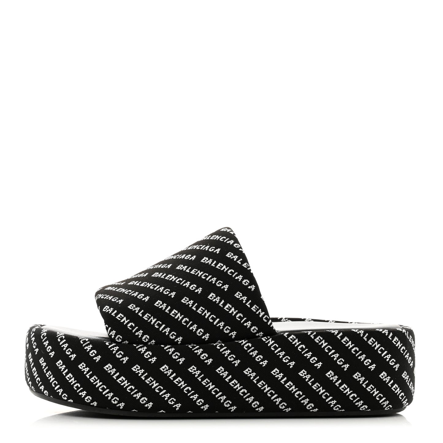 Jacquard Allover Logo Rise Platform Sandals 36 Black White