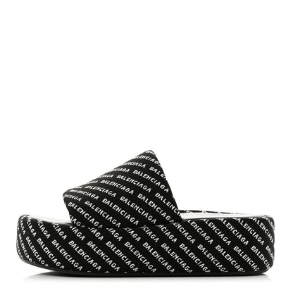 Balenciaga Jacquard Allover Logo Rise Platform Sandals 36 Black White 1 of 8