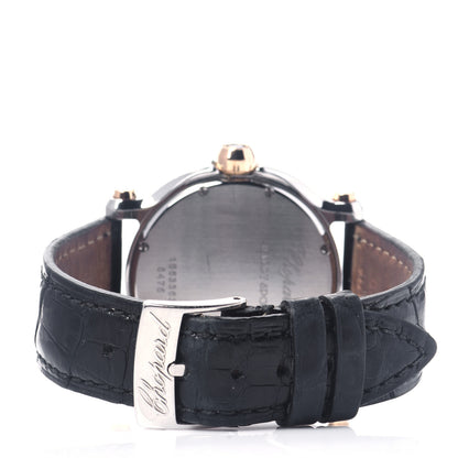 Chopard Stainless Steel 18K Rose Gold Alligator 7 Diamond 36mm Happy Sport Quartz Watch 3 of 7