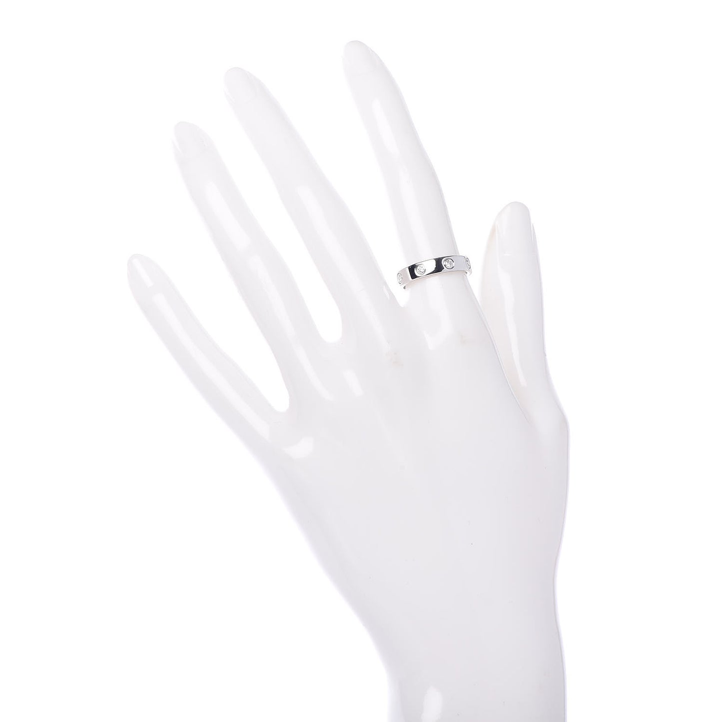 18K White Gold 8 Diamond 4mm Wedding Band LOVE Ring 51 5.75