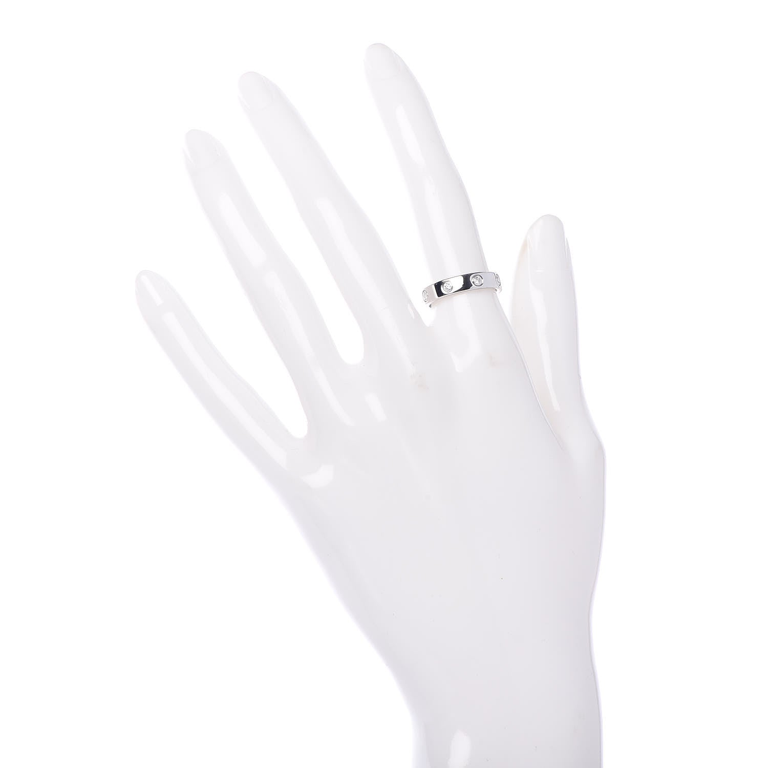 Cartier 18K White Gold 8 Diamond 4mm Wedding Band LOVE Ring 51 5.75 2 of 4