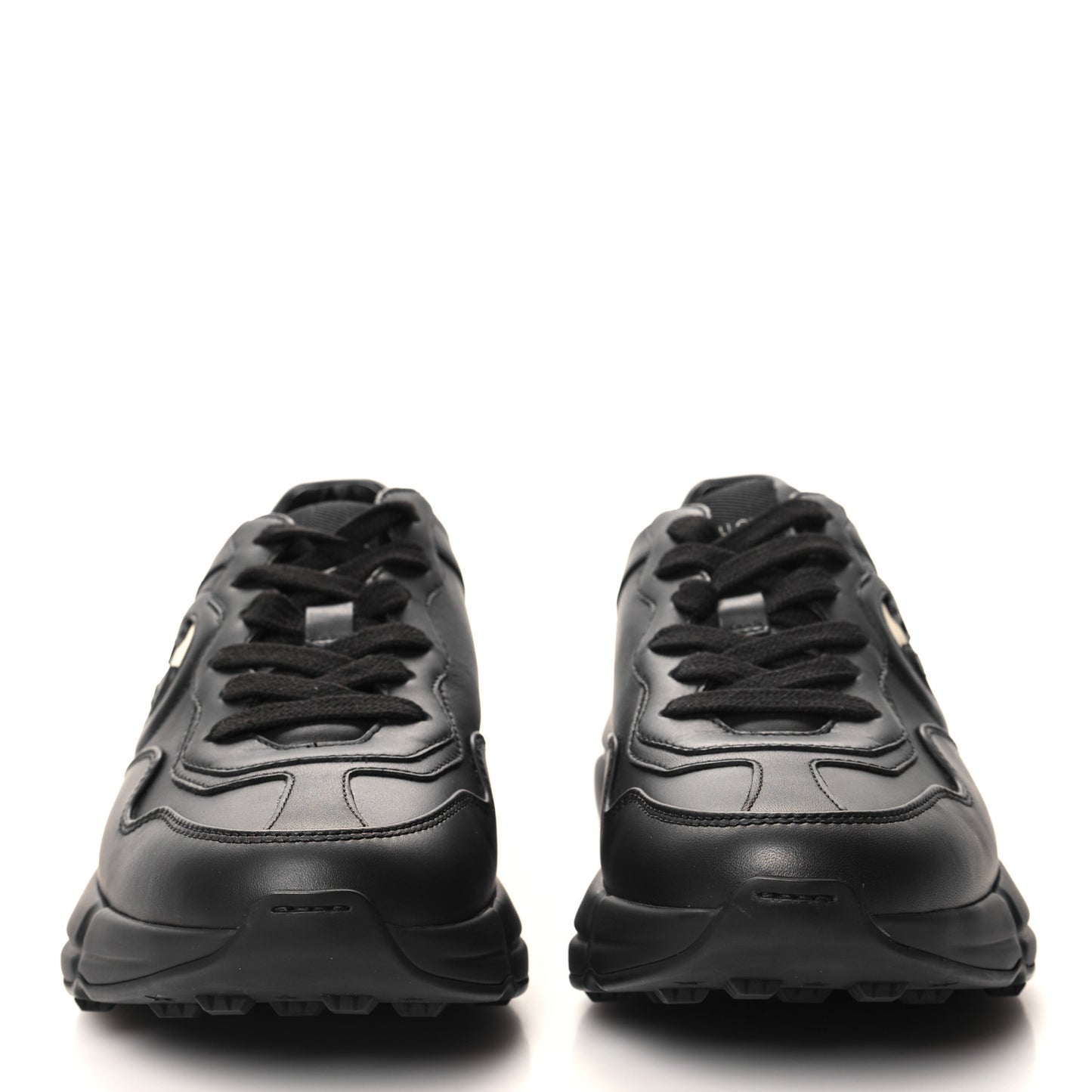 Dali Soft Calfskin Cut Out Interlocking G Womens Rhyton Sneakers 36.5 Black Ivoire