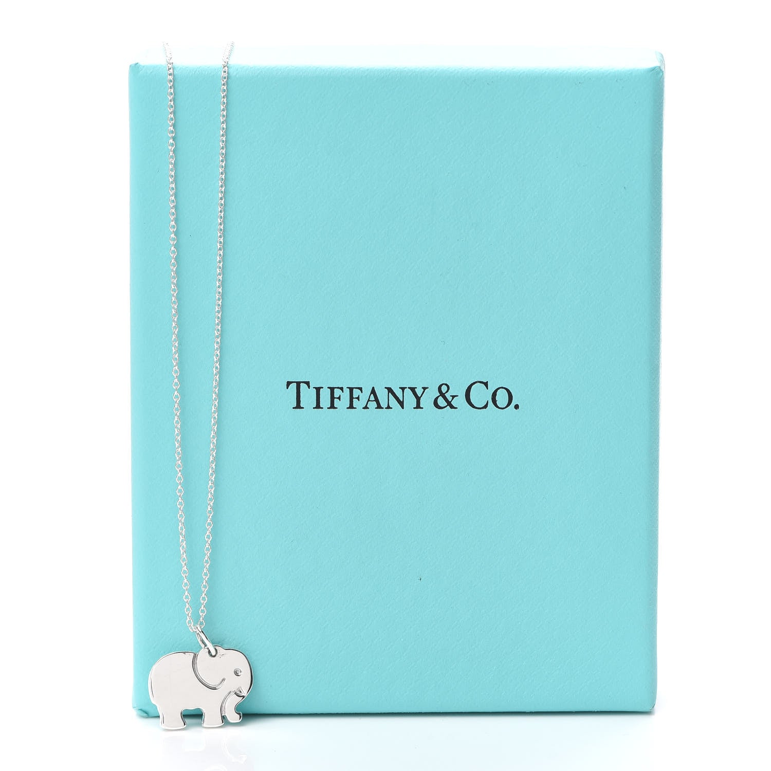 Tiffany Sterling Silver Elephant Never Forgets Pendant Necklace