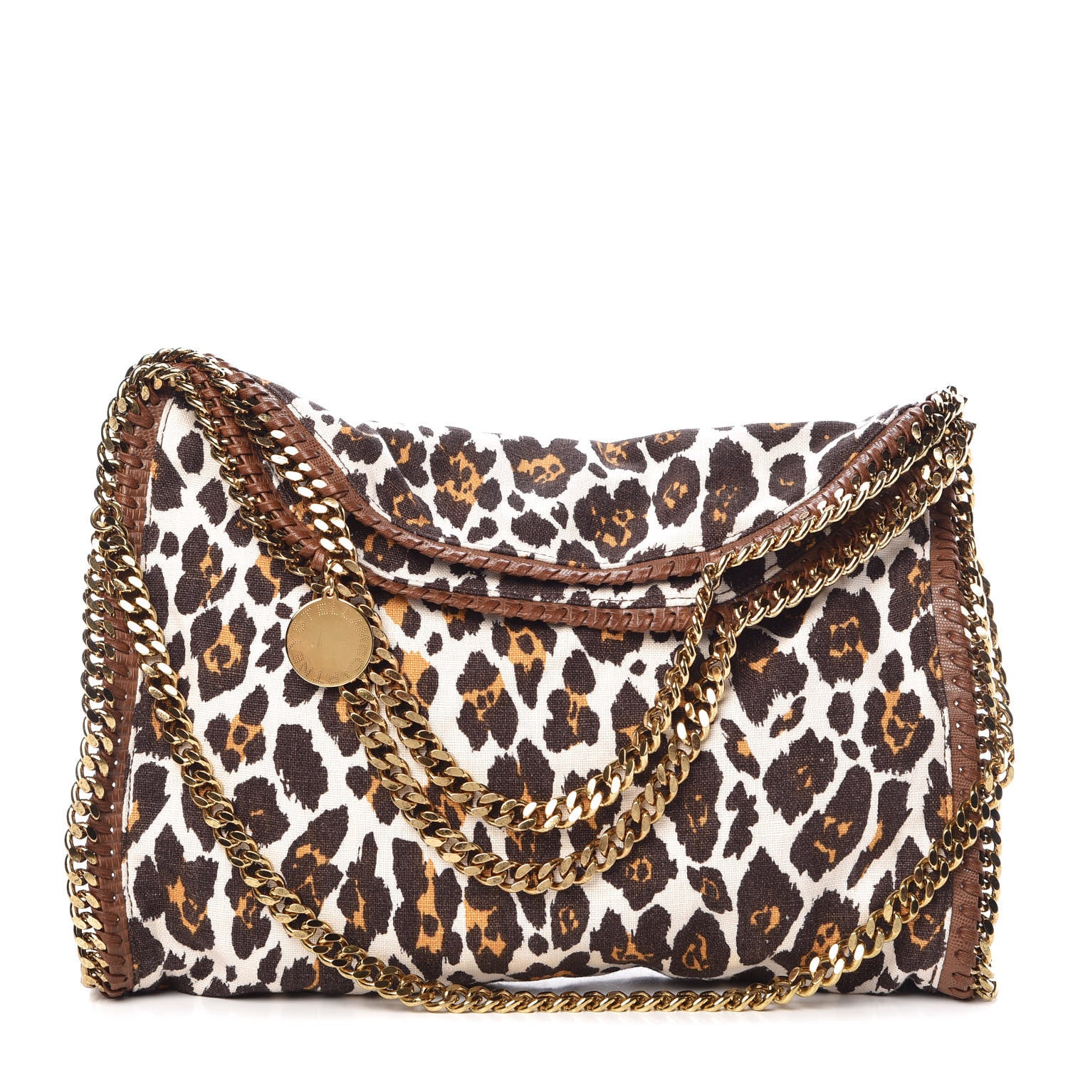 Stella McCartney Linen Leopard Falabella Fold Over Tote Fawn 1 of 9
