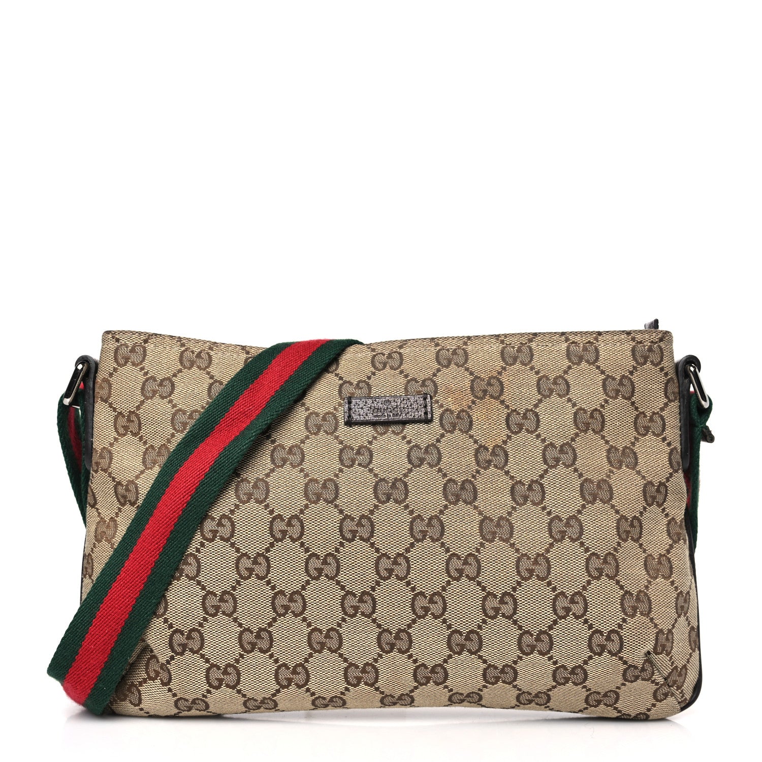 Gucci Monogram Web Small Flat Messenger Crossbody Dark Brown 1 of 9