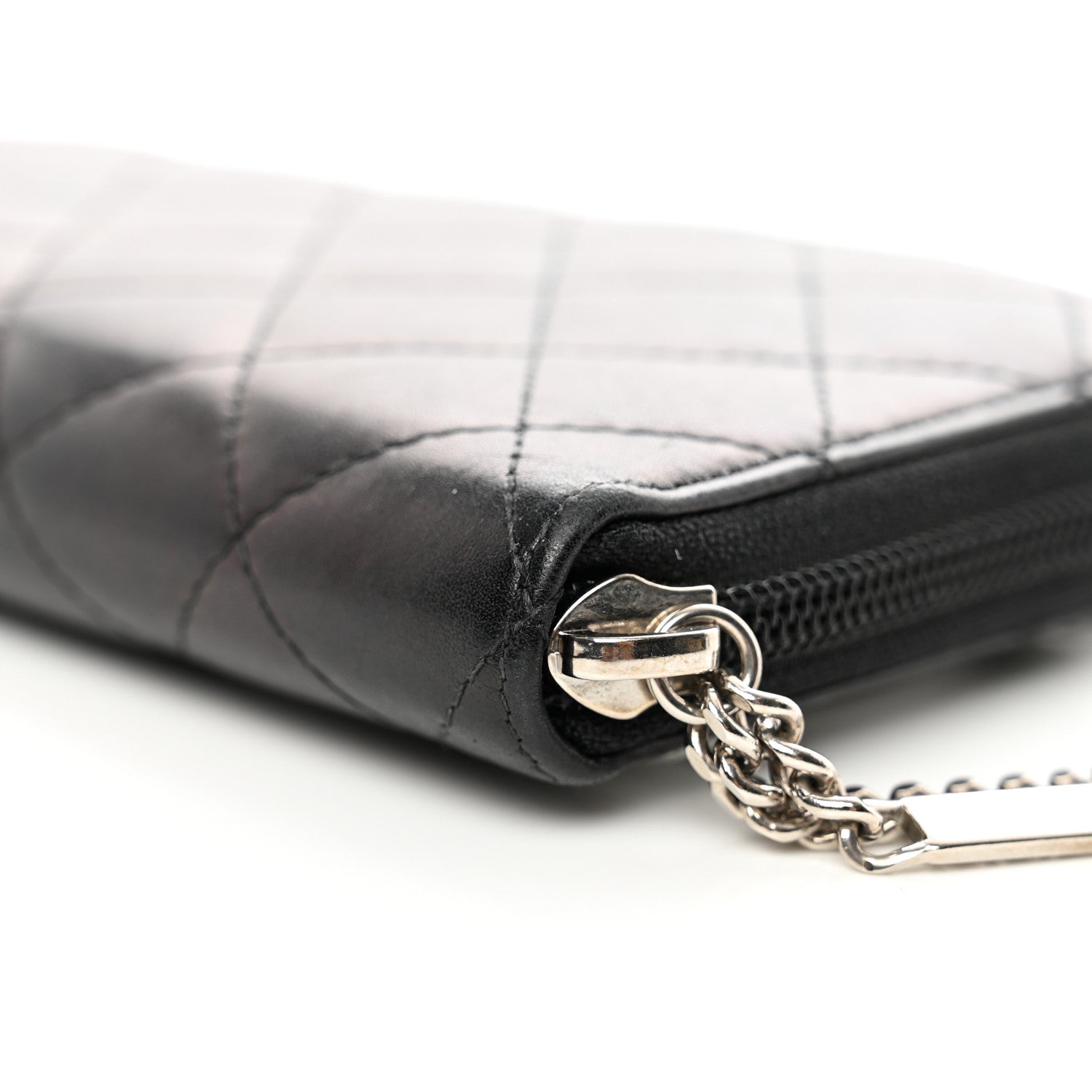 Chanel Calfskin Quilted Cambon Large Gusset Zip Around Wallet Black Silver 10 of 10