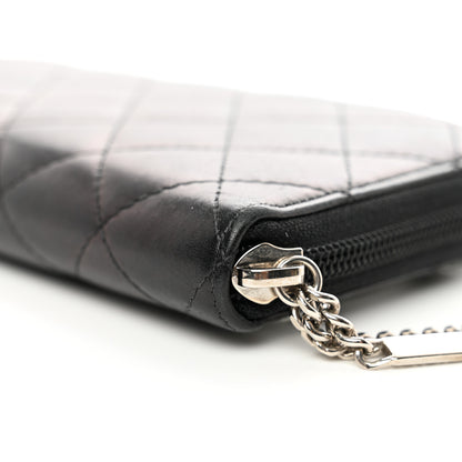 Chanel Calfskin Quilted Cambon Large Gusset Zip Around Wallet Black Silver 10 of 10