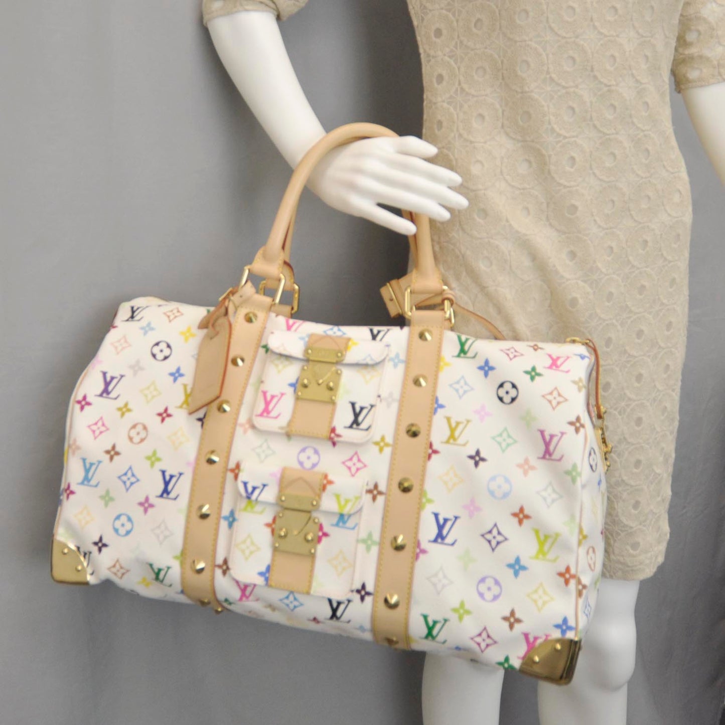 Monogram Multicolor Keepall 45 White