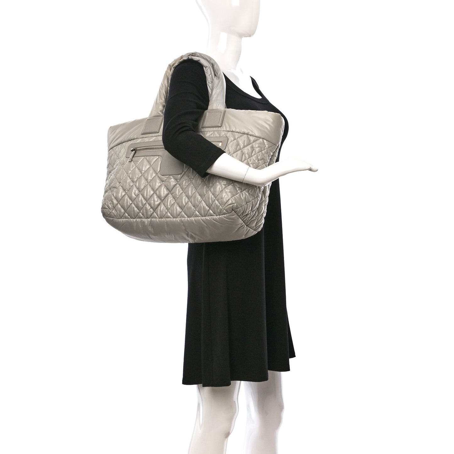 Nylon Coco Cocoon Large Tote Light Grey