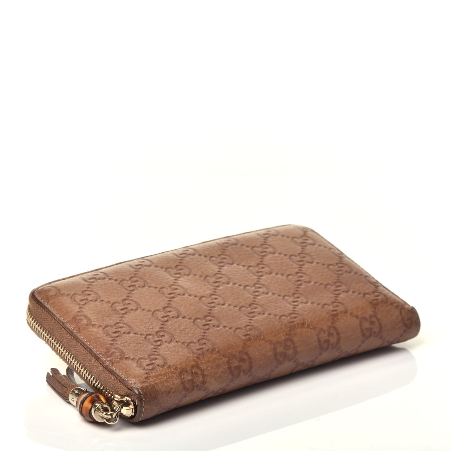 Gucci Guccissima Bamboo Tassel Zip Around Wallet Natural Brown 4 of 8