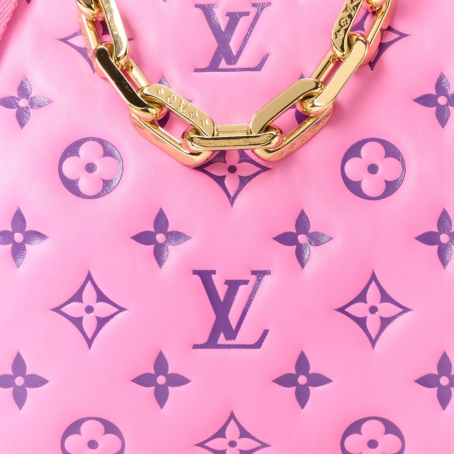 LOUIS VUITTON Lambskin Embossed Monogram Vuittamins Coussin PM Rose Violet