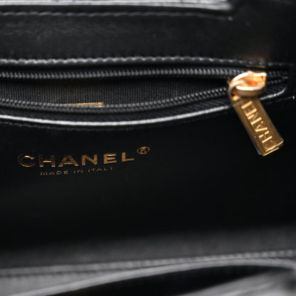 Chanel Shiny Aged Calfskin Quilted Nano Kelly Shopper Black 6 of 10