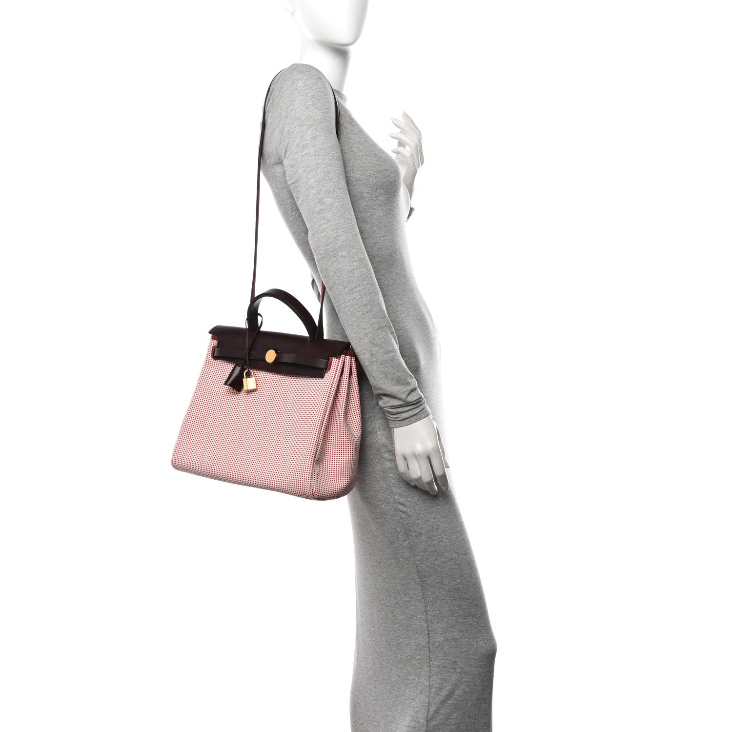 Hermes Criss Viking Vache Hunter Herbag Zip Retourne 31 PM Ecru Brique Anemone Rouge Sellier 2 of 15