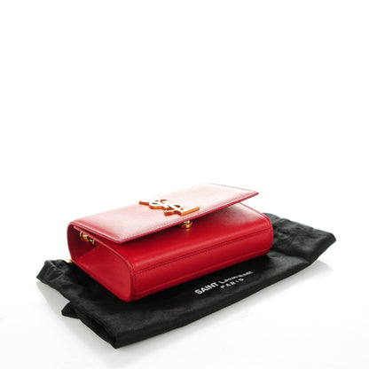 Saint Laurent Grain De Poudre Small Classic Monogram Satchel Vermillion 4 of 7