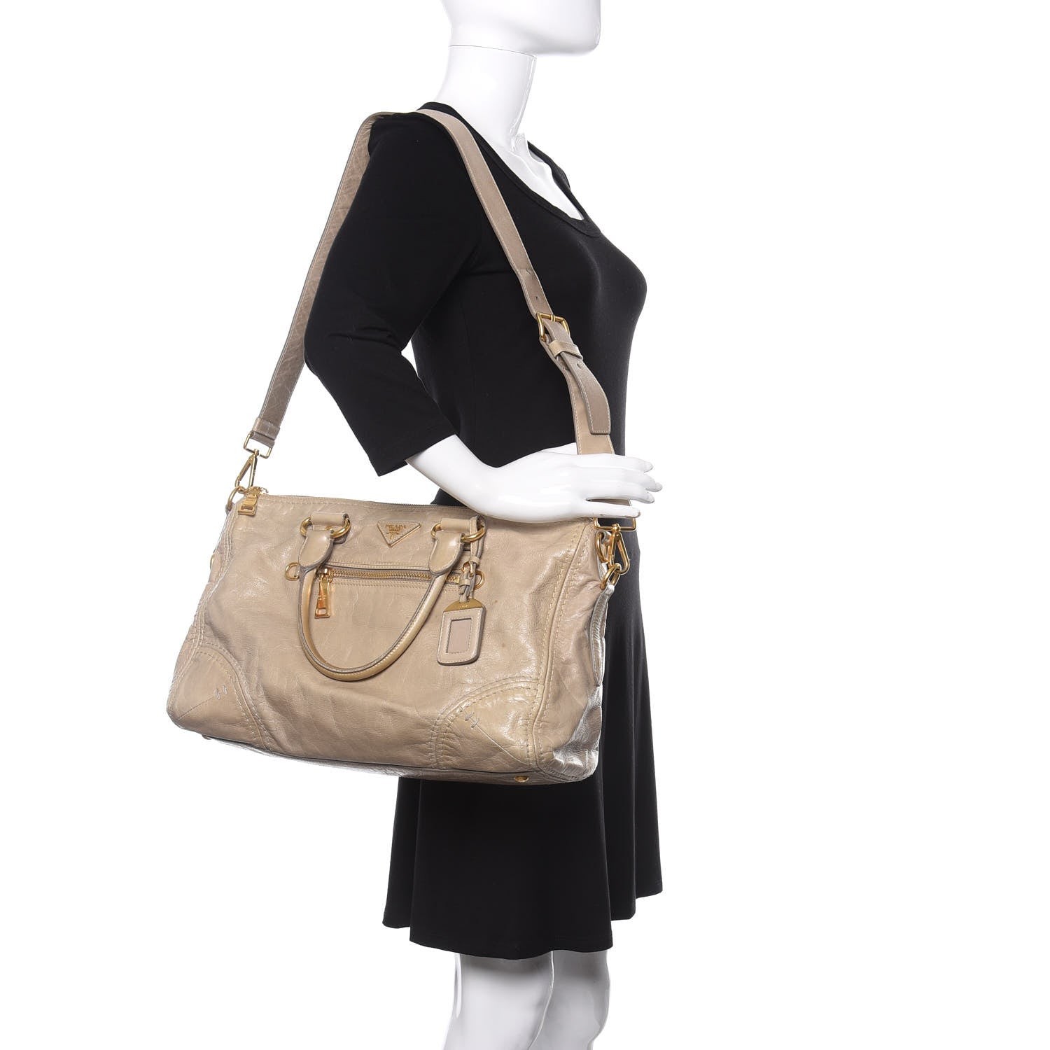 Prada Vitello Shine Antik Satchel Cammeo 2 of 13