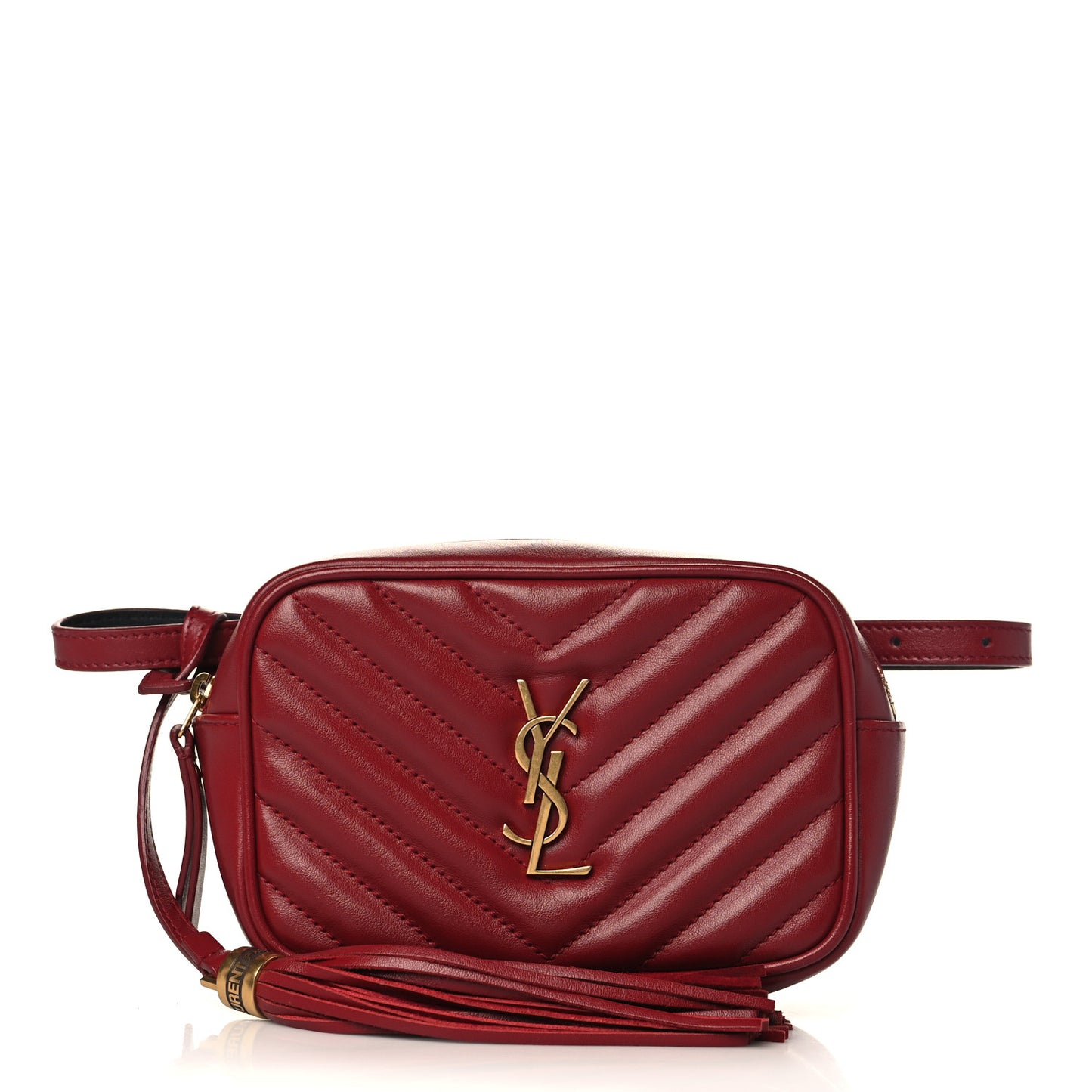 Calfskin Matelasse Monogram Lou Belt Bag Dark Legion Red