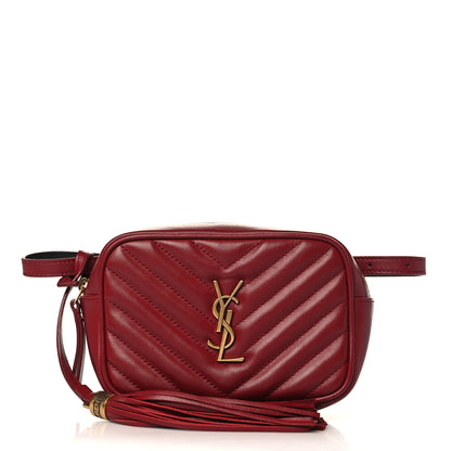 Saint Laurent Calfskin Matelasse Monogram Lou Belt Bag Dark Legion Red 1 of 7