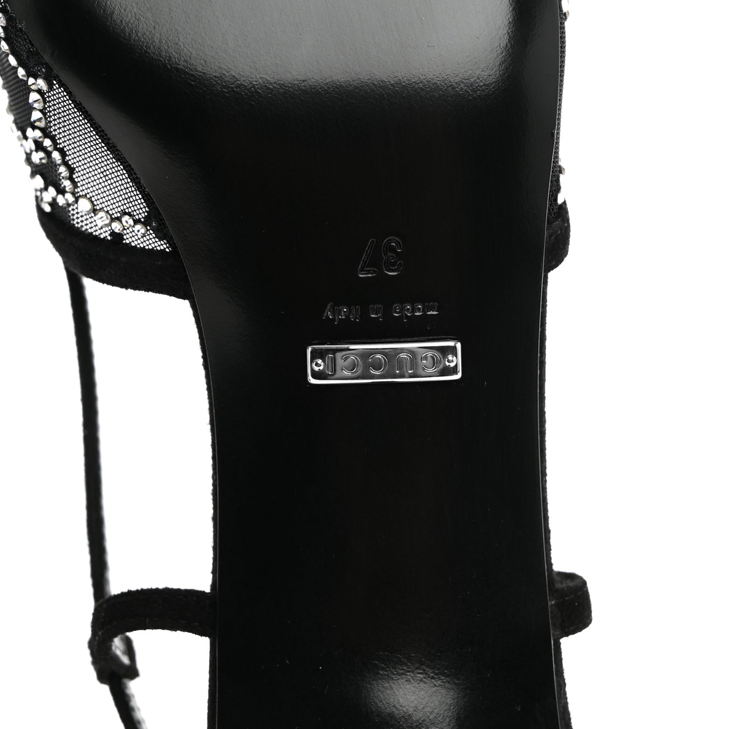 Tela Retino Kid Scamosciato Crystal GG Monogram Square G 35mm Slingback Pumps 37 Black