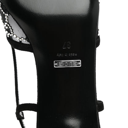 Gucci Tela Retino Kid Scamosciato Crystal GG Monogram Square G 35mm Slingback Pumps 37 Black 8 of 8