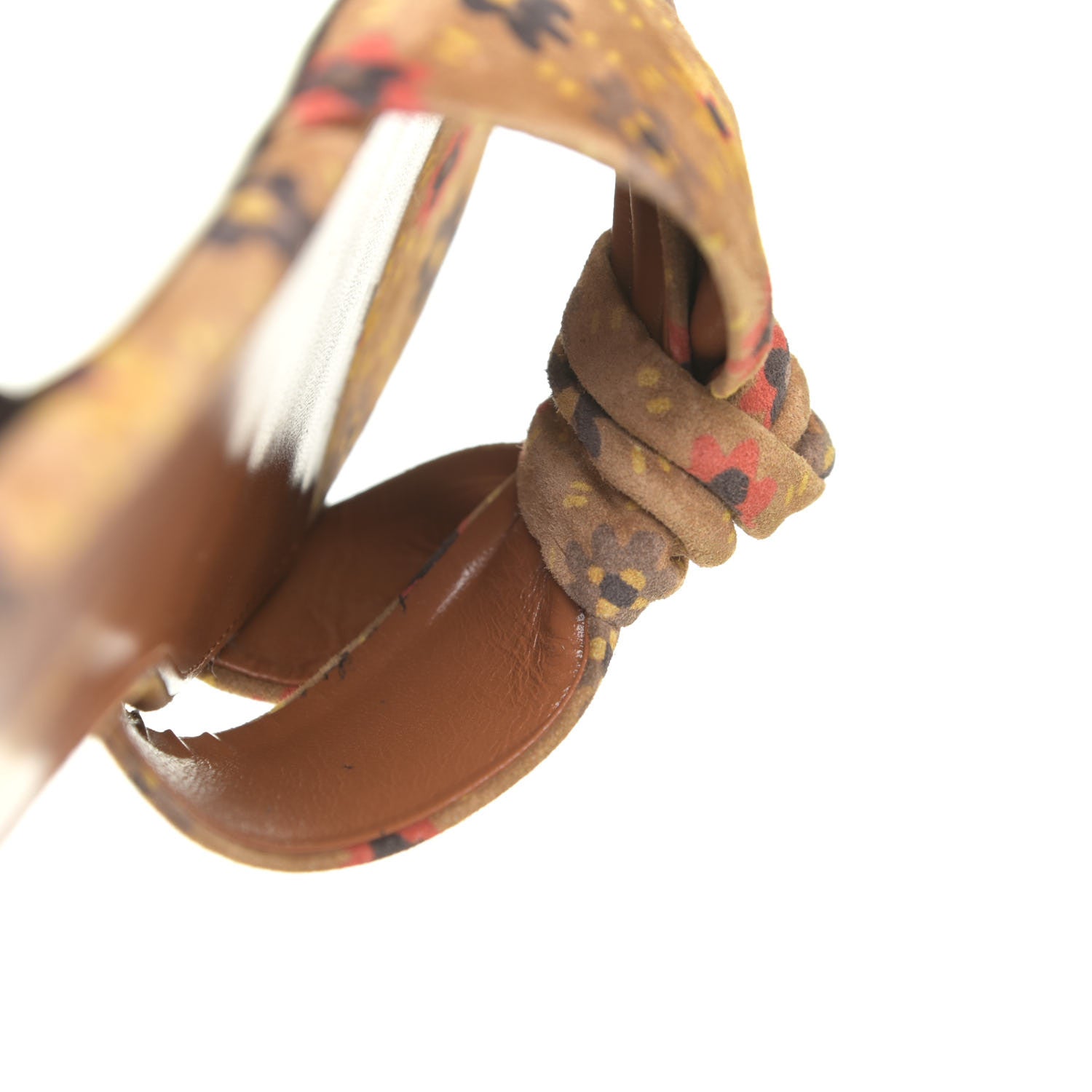 Saint Laurent Bianca Floral Suede Slide Sandals 37.5 Beige Multicolor 12 of 15