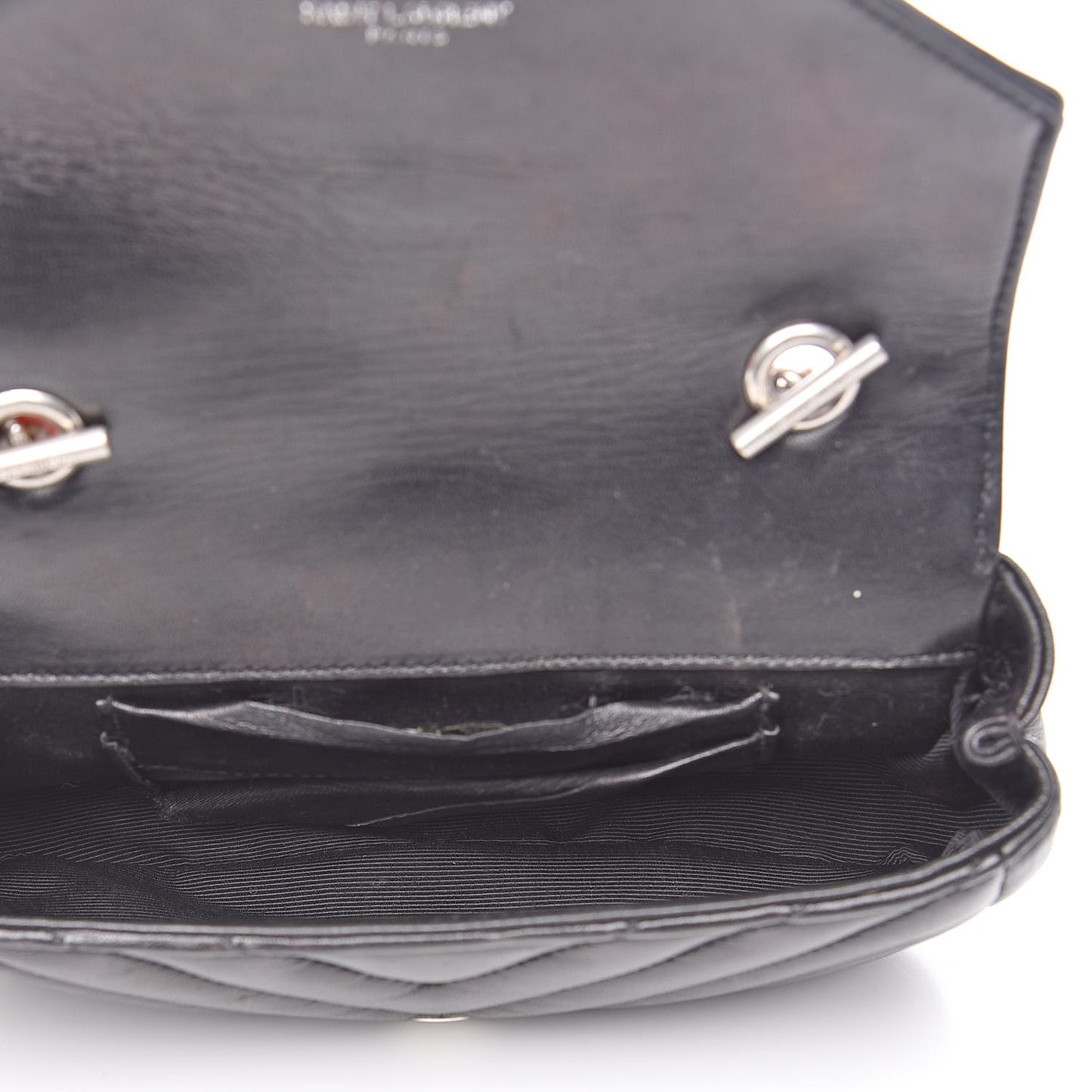 Grained Calfskin Matelasse Chevron Monogram Classic Baby Chain Bag Black