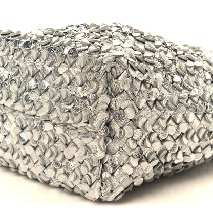 Bottega Veneta Laminated Nappa Intreccio Paillettes Small Cabat Bucket Silver 12 of 12