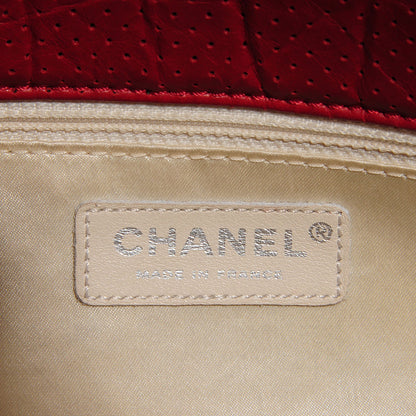 Chanel Aged Calfskin Perforated Large Tote Red 5 of 7