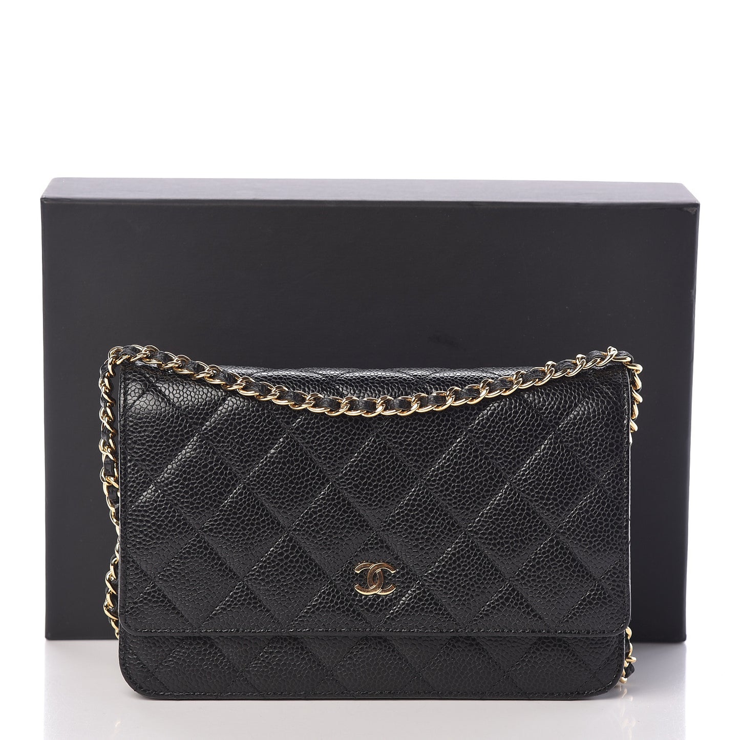 Caviar Quilted Wallet On Chain WOC Black