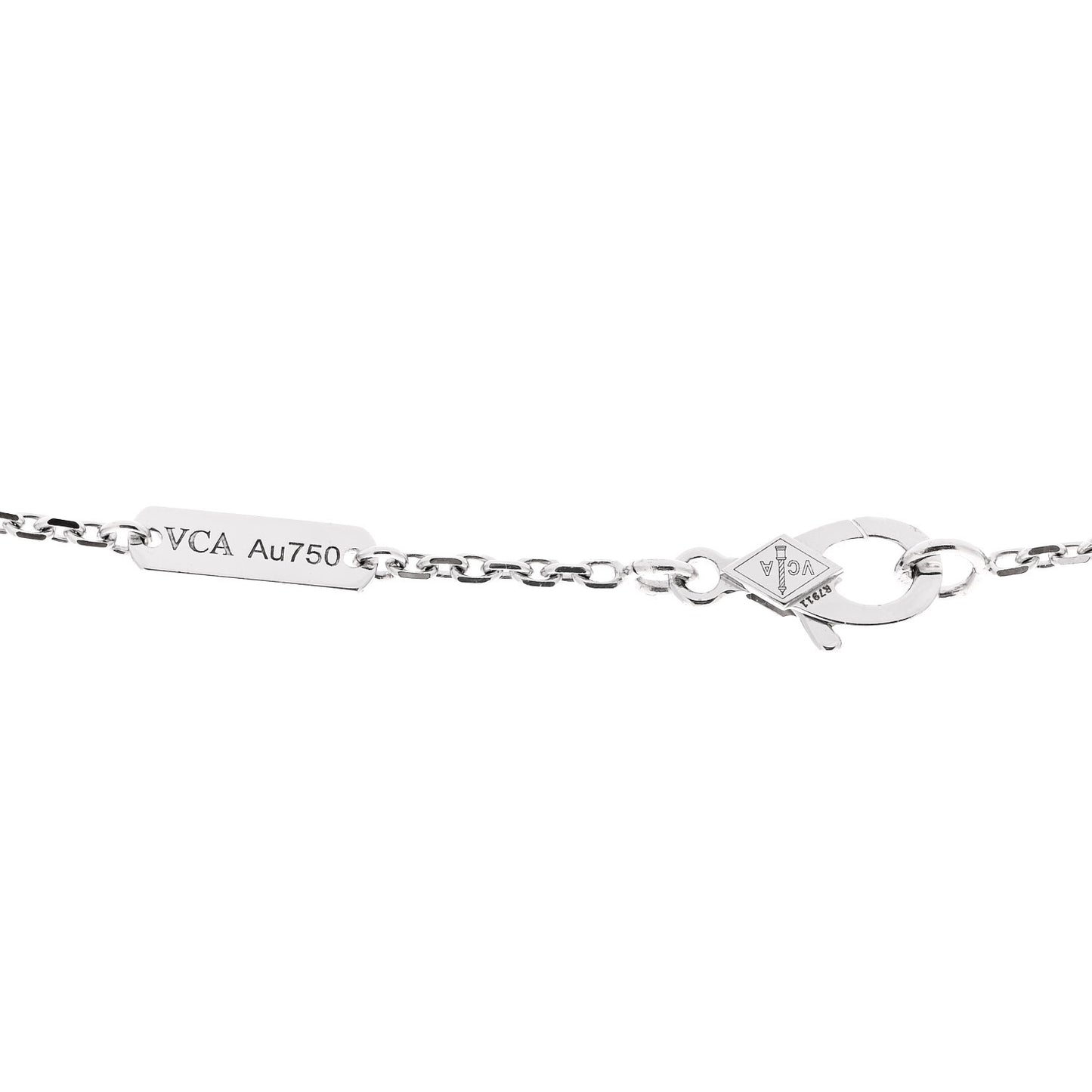 18K White Gold Mother Of Pearl Vintage Alhambra Pendant Necklace