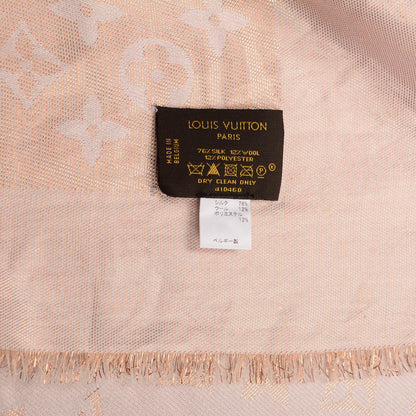 Louis Vuitton Silk Wool Monogram Voile Shawl Peach 6 of 6