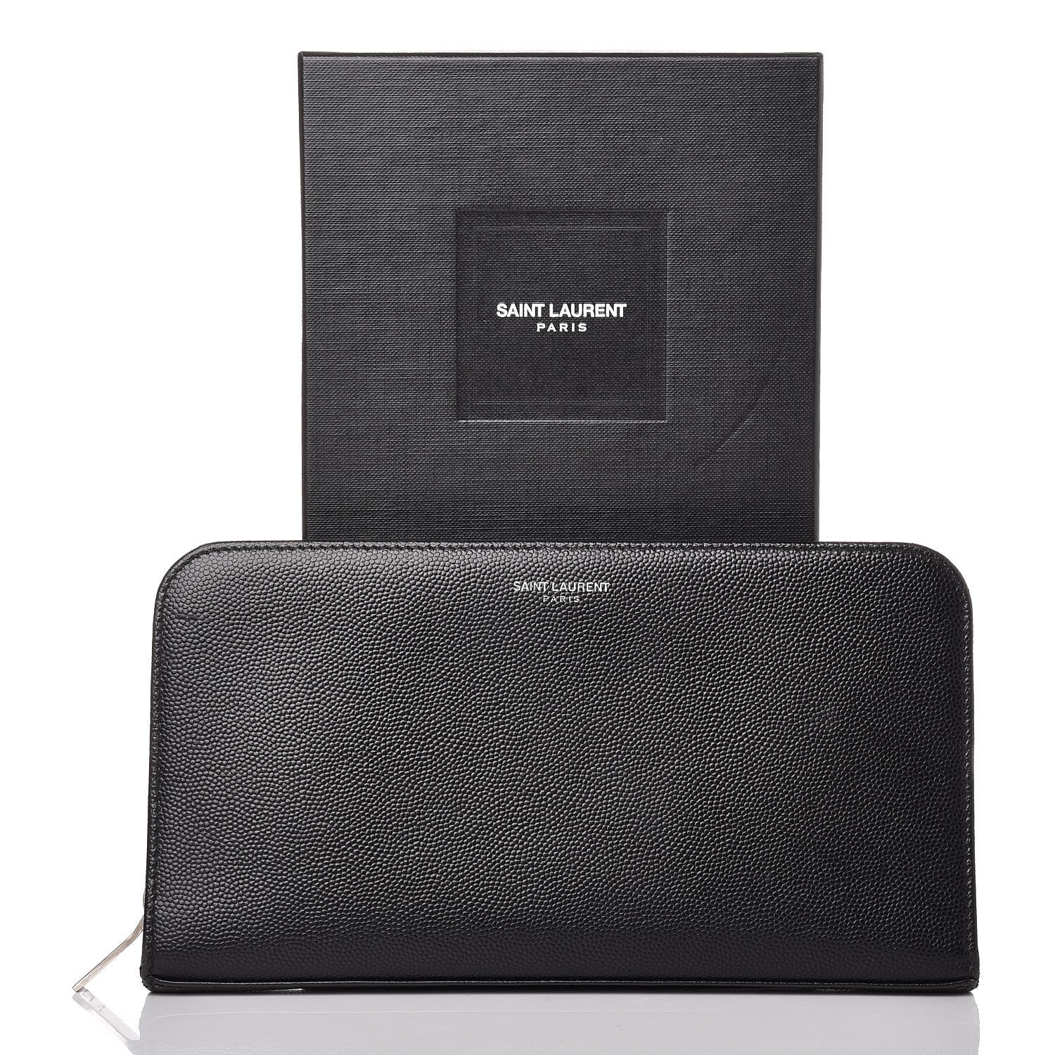 Saint Laurent Grain De Poudre Classic Zip Around Travel Wallet Black 10 of 10