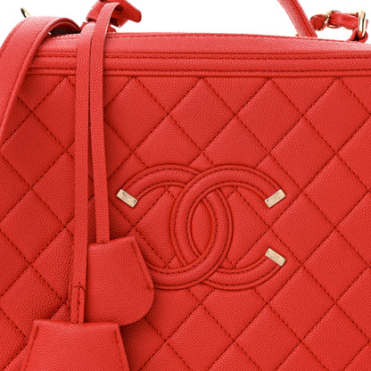 Chanel Caviar Quilted Large CC Filigree Vanity Case Red 9 of 13