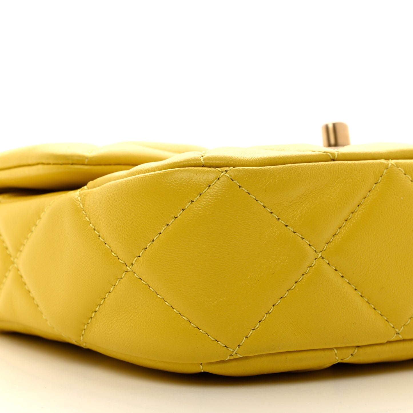 Lambskin Quilted Mini Lacquered Chain Flap Yellow