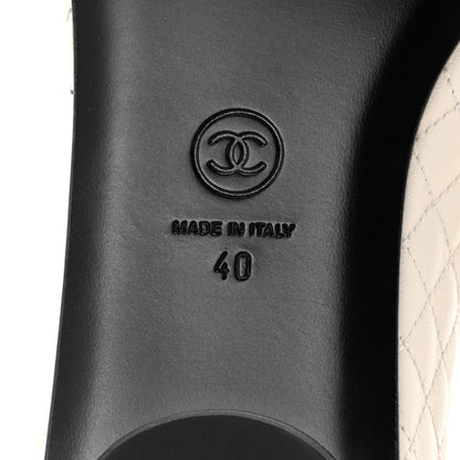 Chanel Lambskin Quilted Mary Jane Flats 40 White Black 7 of 9