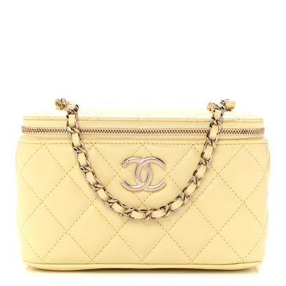 Chanel Lambskin Quilted Small Vanity Case With Chain Light Yellow 1 of 12
