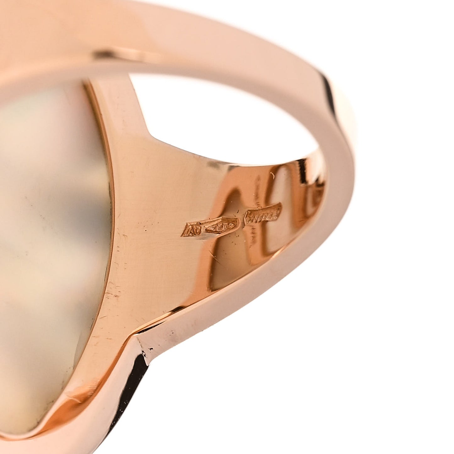 18K Rose Gold Diamond Mother of Pearl Intarsio Ring 58 8.5