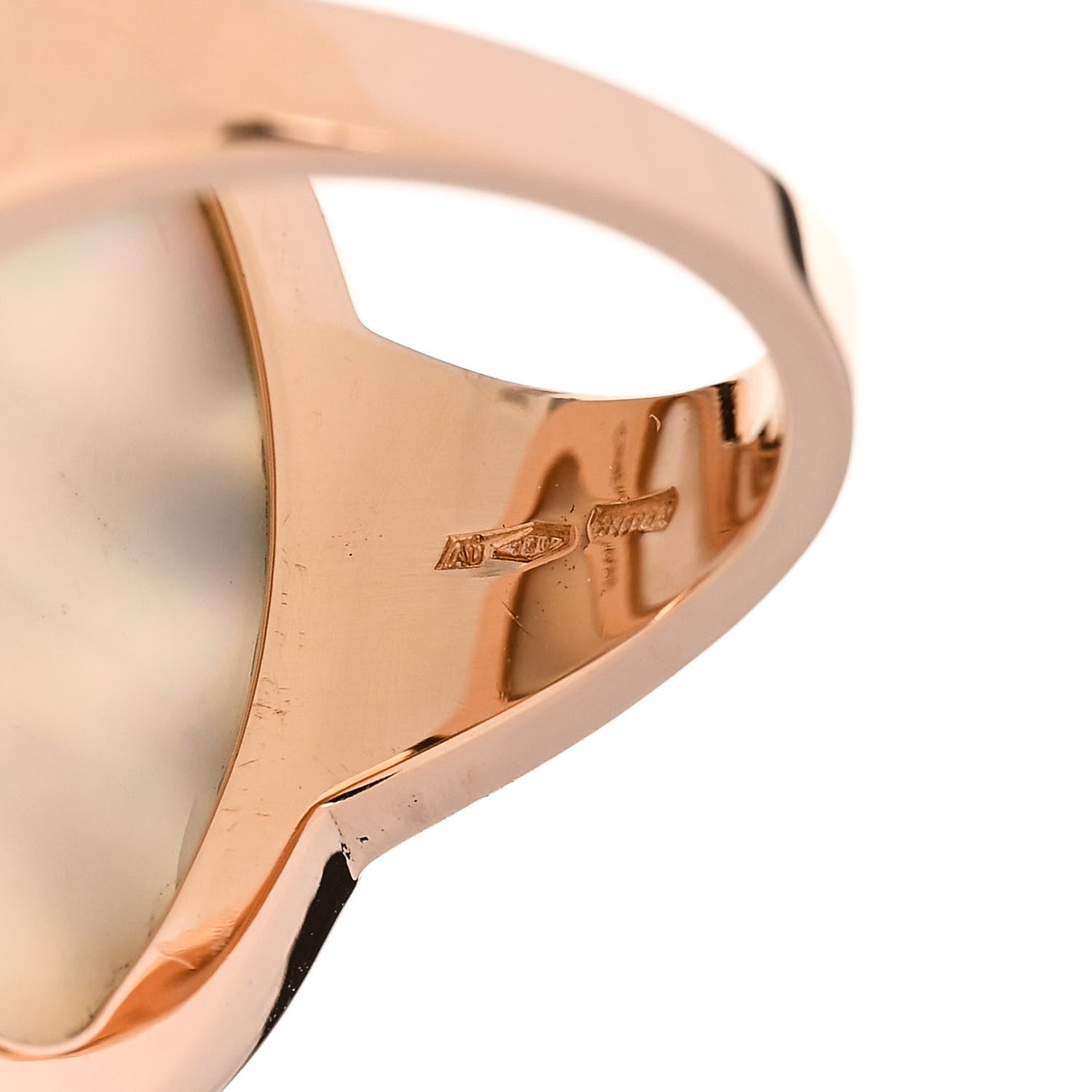 Bulgari 18K Rose Gold Diamond Mother of Pearl Intarsio Ring 58 8.5 5 of 8