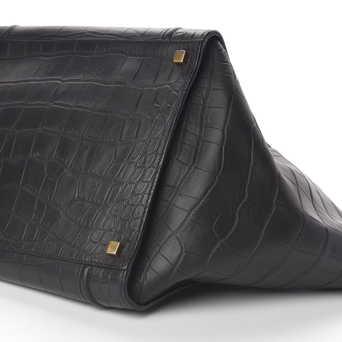 Calfskin Crocodile Embossed Medium Phantom Luggage Black