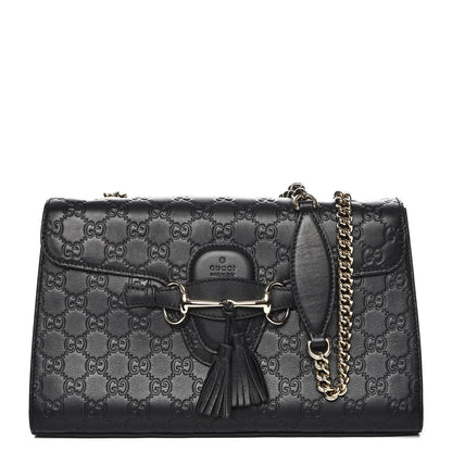Gucci Guccissima Medium Emily Chain Shoulder Bag Black 1 of 7