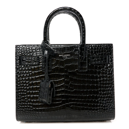 Saint Laurent Calfskin Crocodile Embossed Nano Sac De Jour Black 1 of 11