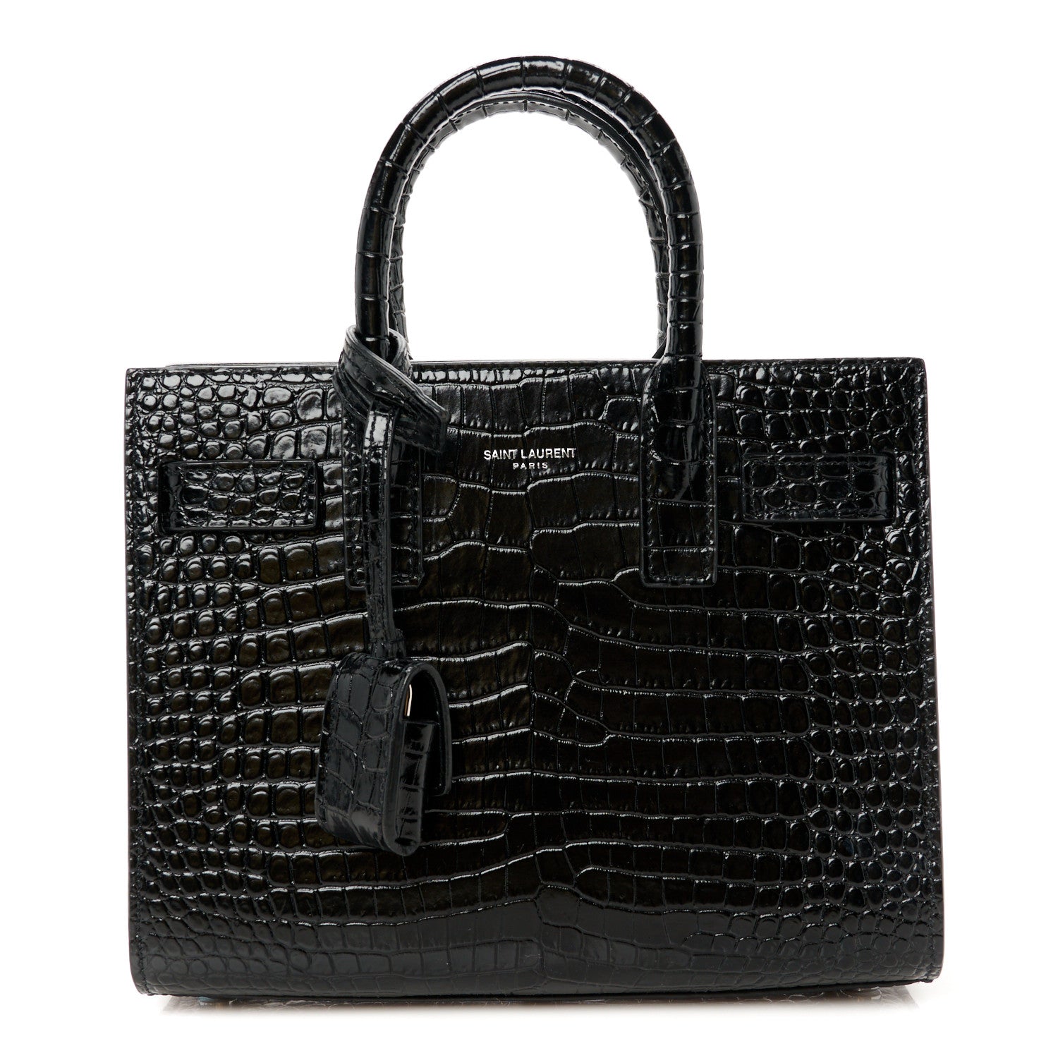 Saint Laurent Calfskin Crocodile Embossed Nano Sac De Jour Black 1 of 11