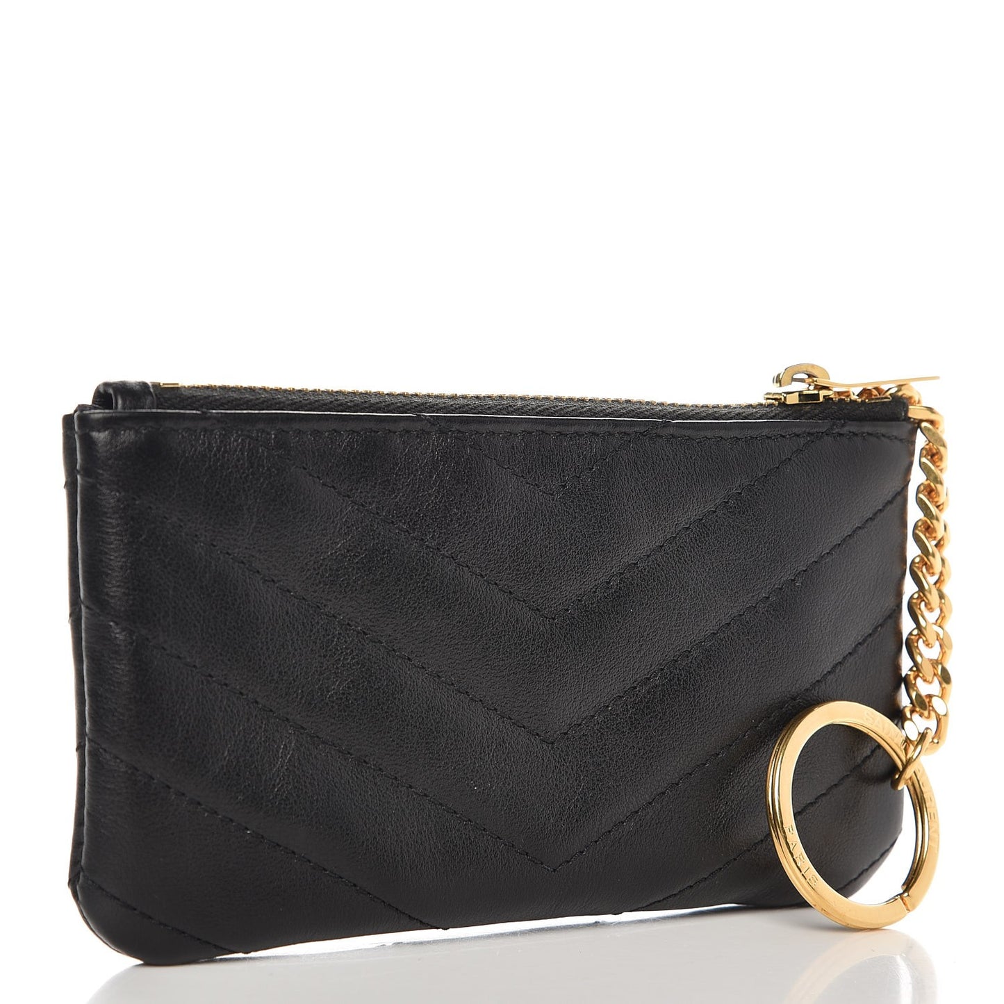 Calfskin Matelasse Monogram Key Pouch Black