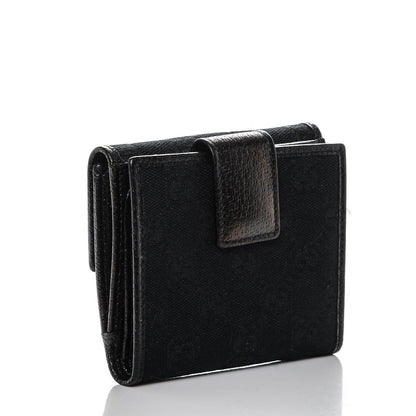 Gucci Monogram Textured Calfskin Metal Bar French Flap Wallet Black 3 of 6